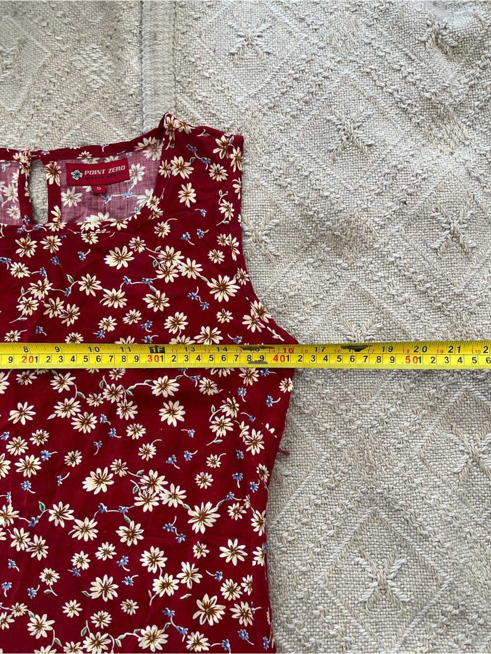 Vintage Point Zero Daisy Print Shift Dress Burgundy 90s Floral Sleeveless Size S - Picture 5 of 6